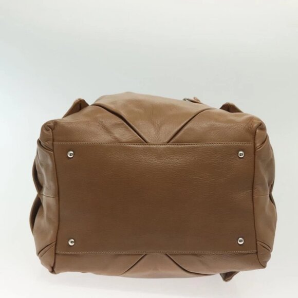 Salvatore Ferragamo Hand Bag Leather Brown Silver Auth BA5508 - Picture 10 of 16